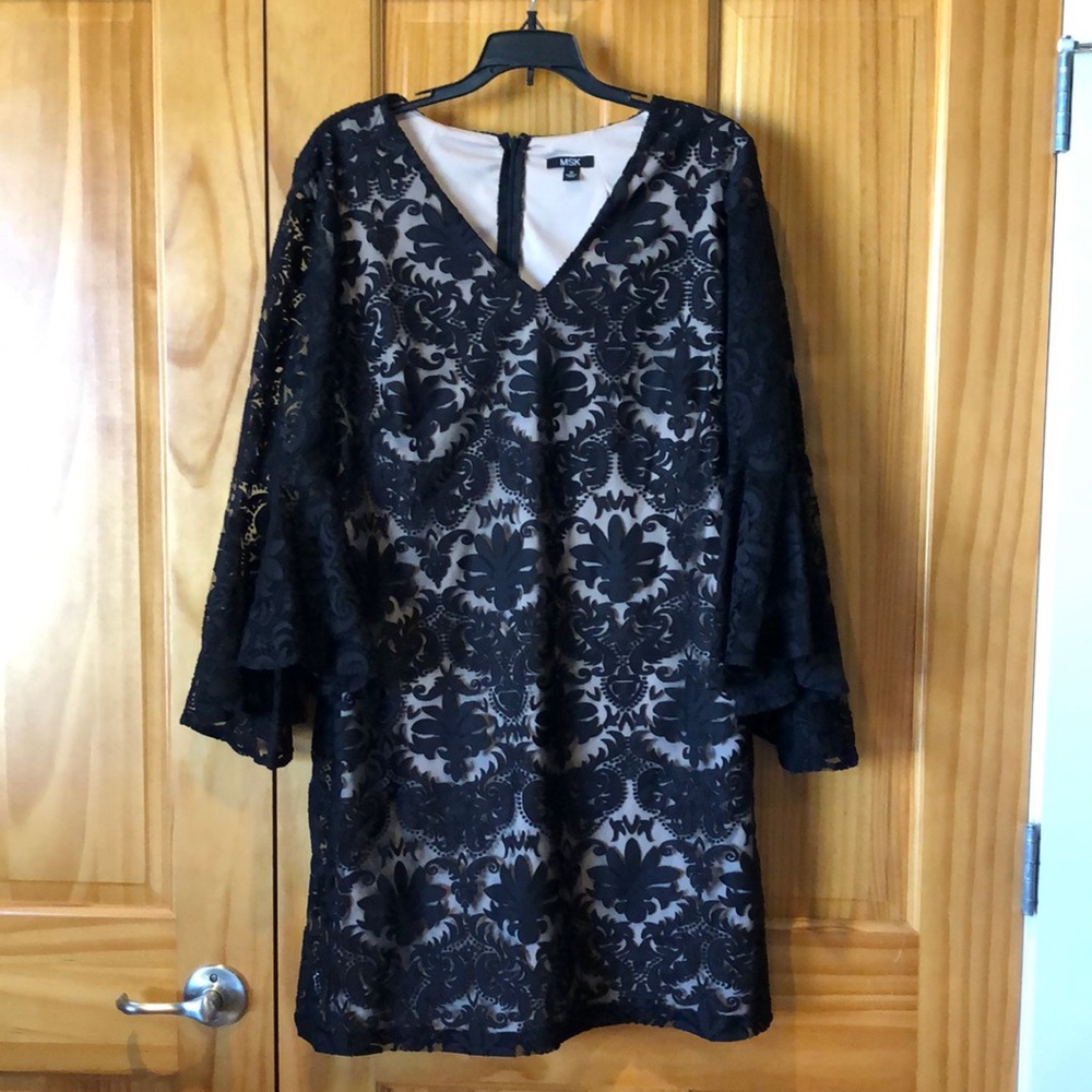 Black Lace Dress with Nude Underlay/Slip